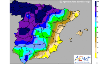 Precipitaciones débiles en el tercio occidental de Andalucía
