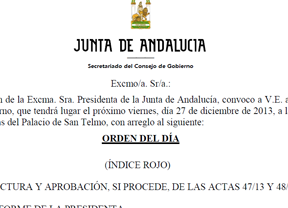 La Junta publica por primera vez el orden del día del Consejo de Gobierno