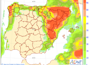 Posibilidad de chubascos, acompañados de tormentas, en el interior oriental  