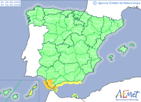 Avisos por viento fuerte en costas de Cádiz, Málaga, Granada y Almería