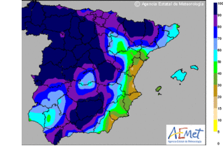 Lluvias en Andalucía, menos frecuentes cuanto más hacia el este
 







