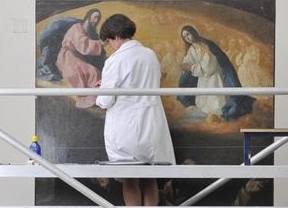 'La Porciúncula' de Zurbarán participa en una exposición internacional tras ser intervenida en el IAPH  