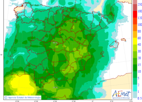 Lluvias localmente fuertes en Andalucía y temperaturas máximas en descenso