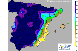 Lluvias moderadas en Andalucía, con vientos fuertes en litoral mediterráneo