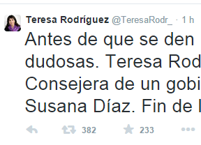 Teresa Rodríguez garantiza que no será consejera con Susana Díaz