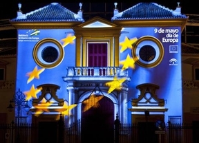 El 'videomapping' del Día de Europa viste de azul la Plaza de Toros de la Maestranza