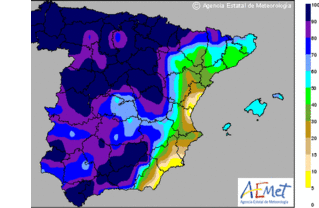 Vientos muy fuertes en la costa mediterránea y en zonas montañosas 