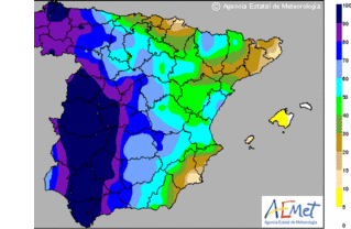 Lluvias localmente fuertes en oeste y centro y viento muy fuerte en Almería