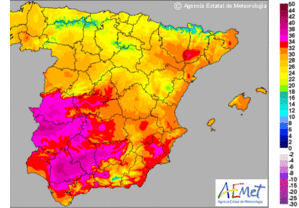 Temperaturas máximas muy altas en puntos del interior de Andalucía