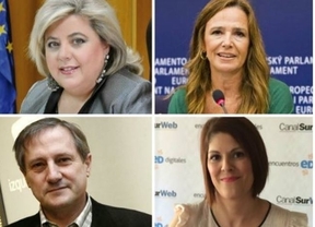 Aguilera (PSOE), Jiménez Becerril (PP), Meyer (IU) y Losada (UPyD), este miércoles en el debate electoral de RTVA