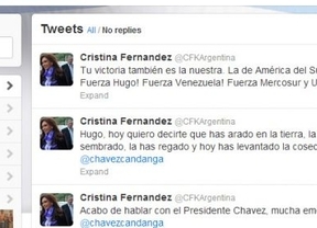 Cristina felicitó a Chávez por su triunfo en las elecciones
