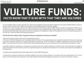 'Fondos buitres: los hechos demuestran que no es mito que sean buitres', afirmó el Gobierno