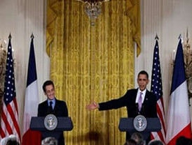 Presidente de EE.UU., Barack Obama recibe al mandatario francés Sarkozy en la Casa Blanca