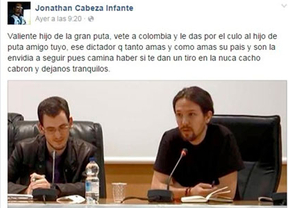 Un concejal del PP en Paredes de Nava (Palencia) desea 'que le den un tiro en la nuca' a Pablo Iglesias