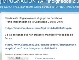 El blog de 'indignados' por la elección de San Sebastián 2016 duplica los apoyos en el fin de semana