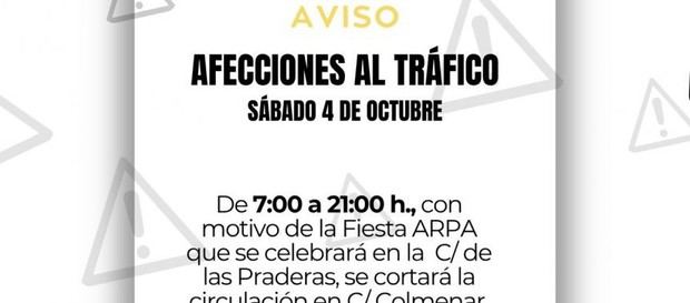 Cortes de tráfico en Aranjuez por eventos el 4 de octubre