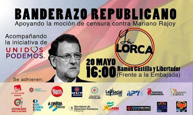 La Agrupación García Lorca convoca a un Banderazo Republicano​ apoyando la moción de censura de Podemos