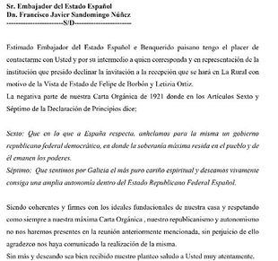 Federación gallega no acudirá a la recepción al Rey