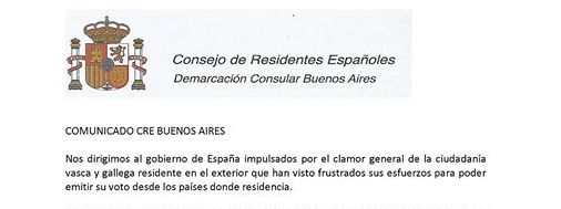 El CRE Buenos Aires pide que se acepten hasta el 20 de julio los votos emitidos desde el exterior