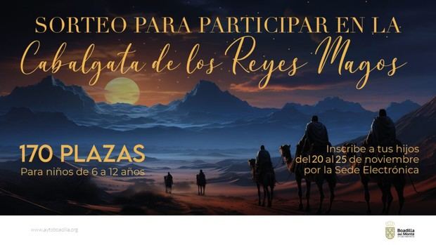 Inscripción para el sorteo de la Cabalgata de Reyes en Boadilla del Monte del 20 al 25 de noviembre