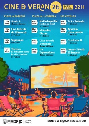Cine de verano gratuito en el distrito de Centro con proyecciones en plazas emblemáticas