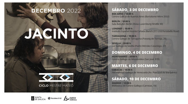 Este sábado finaliza el Ciclo Mestre Mateo en los centros gallegos del exterior con la proyección del filme 'Jacinto'