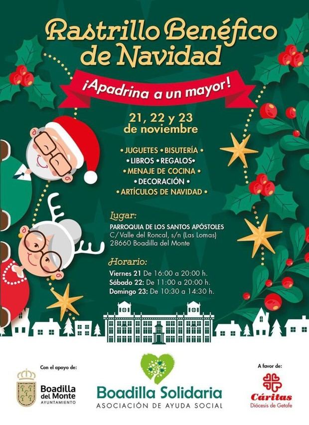 Rastrillo benéfico en Boadilla del Monte los días 21, 22 y 23 de noviembre