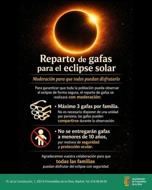 Fresnedillas de la Oliva ofrece gafas para observar el eclipse solar de forma segura