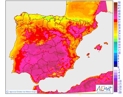 Alerta amarilla este sábado en seis provincias andaluzas por máximas de hasta 39ºC