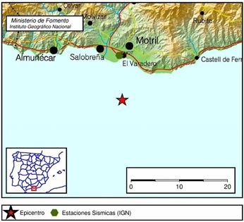 Registrado un terremoto de magnitud 3,9, sentido en las costas de Granada y Málaga