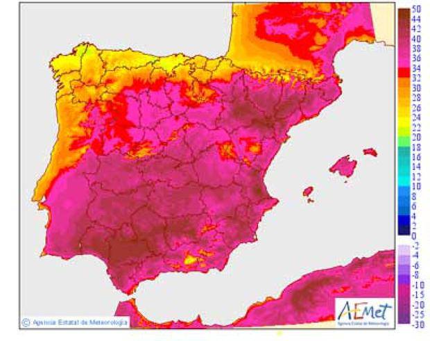 Alerta amarilla este domingo en Huelva, Sevilla, Córdoba, Granada y Jaén por temperaturas máximas de hasta 38ºC