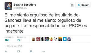 Beatriz Escudero (PP) pide disculpas por vincular el puñetazo a Rajoy con el PSOE