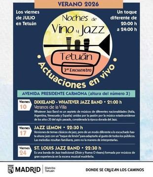 Conciertos de jazz y gastronomía en Tetuán este verano
